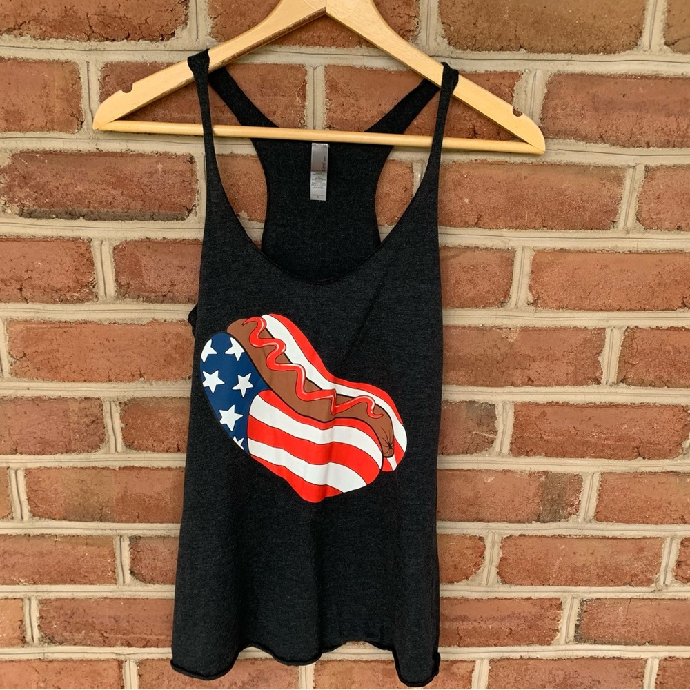 Unisex hot dog muscle tank. Size Small. Gymshark. Perfect for July 4th.